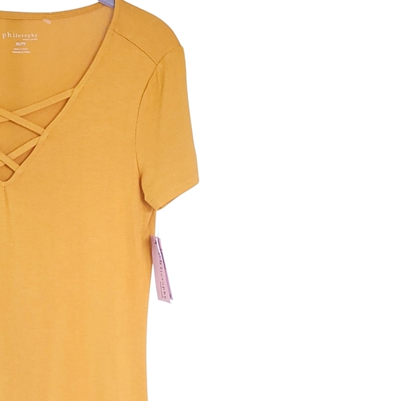 NWT Philosophy XS Softest Lattice Short Sleeve TShirt Top Gold - Picture 6 of 10